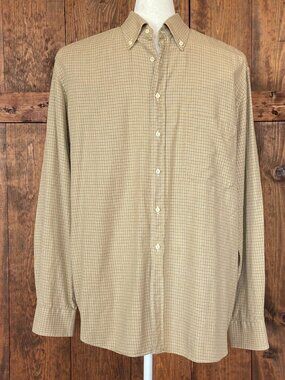Paul And shark Men's Cotton Beige Plaid Button Down Shirt Sz XL